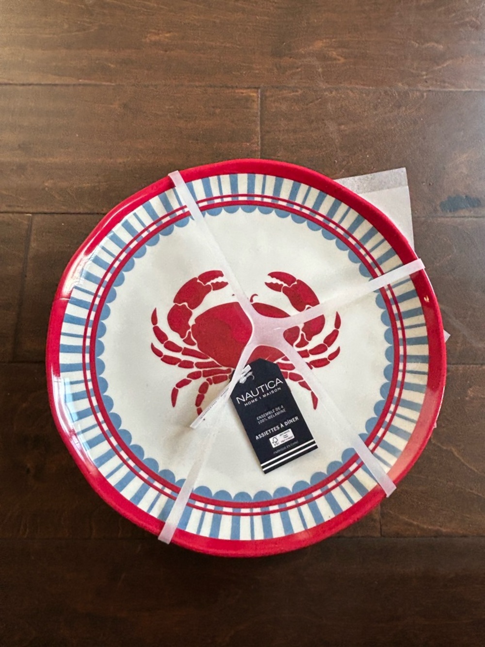 Nautica Set Of 4 Melamine Plates Crab Nautical July 4th Americana